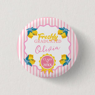 Watercolor Lemon Freshly Graduated Party Class 26 1 Inch Round Button