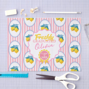 Watercolor Lemon Freshly Graduated Party Class 26  Tissue Paper