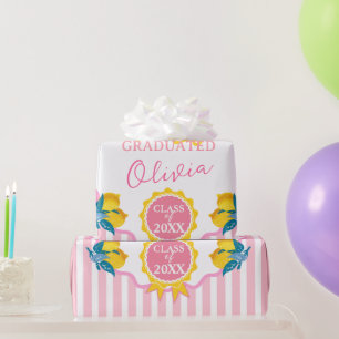 Watercolor Lemon Freshly Graduated Party Class 26  Wrapping Paper