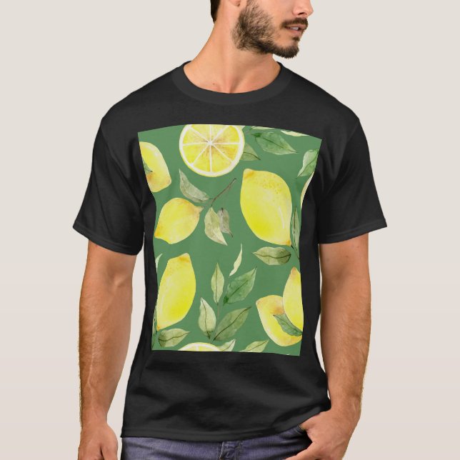 Watercolor lemon, fruit wallpaper pattern. T-Shirt (Front)