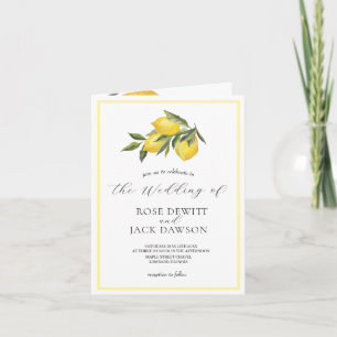 Watercolor Lemon Garden With Photo Wedding Invitation