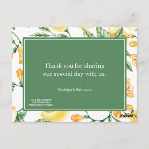 watercolor lemon garden yellow wedding Postcard