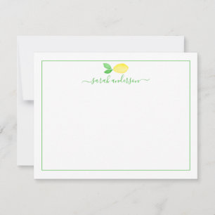 Watercolor Lemon Green Border Personalized Card