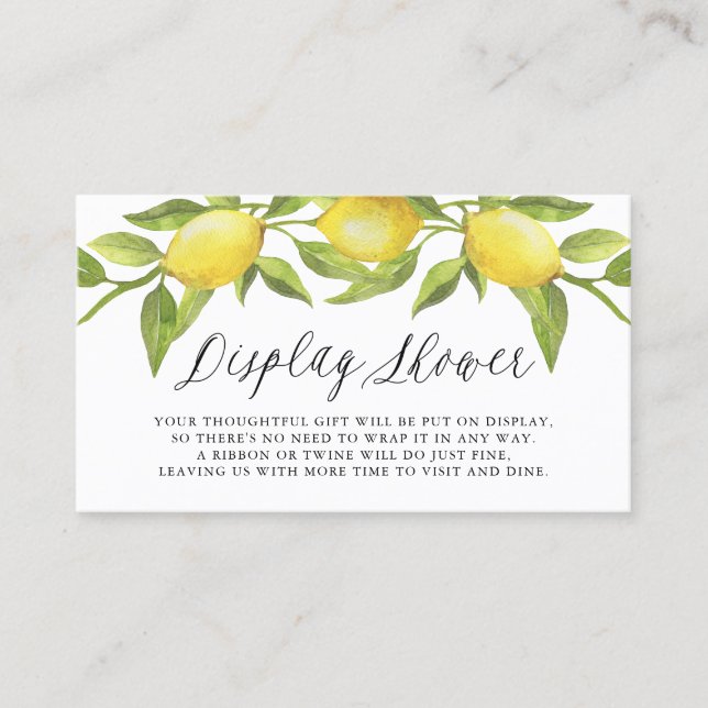 Watercolor Lemon Greenery Display Shower Card (Front)