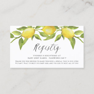 Watercolor Lemon Greenery Garland Registry Card