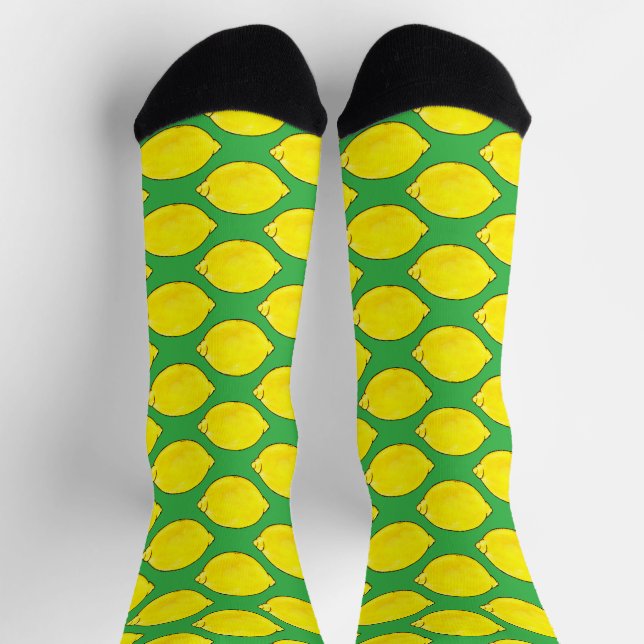 watercolor lemon in green socks (Top)