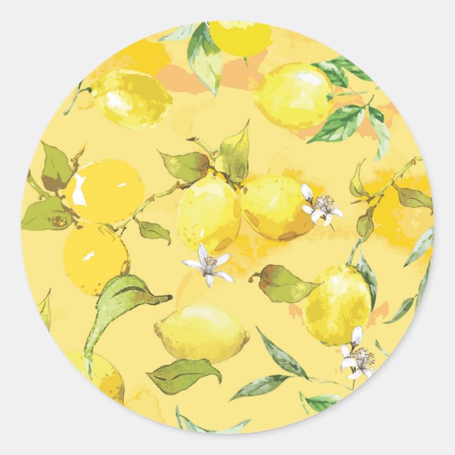 Watercolor lemon IV Classic Round Sticker (Front)