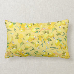 Watercolor lemon IV Lumbar Pillow