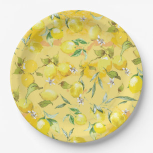 Watercolor lemon IV Paper Plate