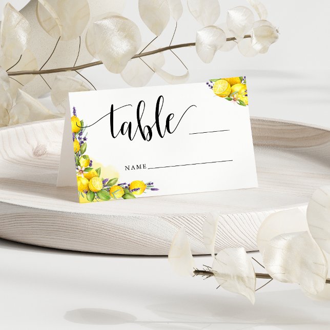 Watercolor Lemon Lavender Boho Table Number Advice Place Card (Watercolor Lemon Lavender Boho Table Number Advice Place Card)