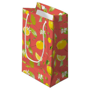 Watercolor Lemon & Leaves 12 Small Gift Bag