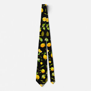 Watercolor Lemon & Leaves 15 Tie