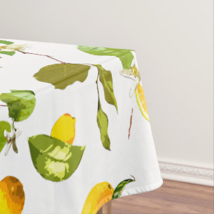 Watercolor Lemon & Leaves 16 Tablecloth