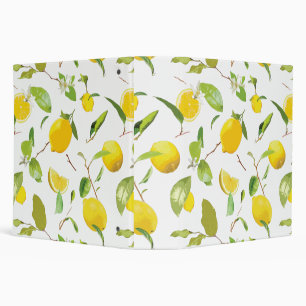 Watercolor Lemon & Leaves 2 3 Ring Binder