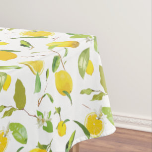 Watercolor Lemon & Leaves 2 Tablecloth