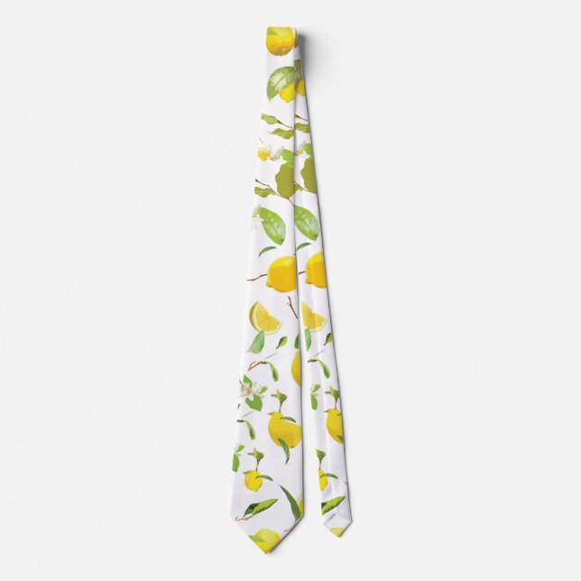 Watercolor Lemon & Leaves 2 Tie (Front)