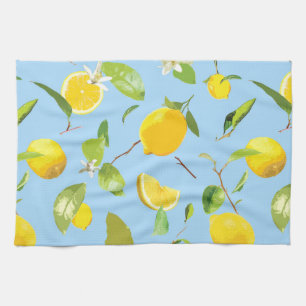Watercolor Lemon & Leaves 3 Kitchen Towel