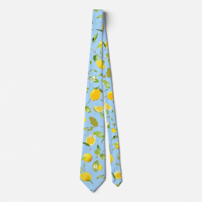 Watercolor Lemon & Leaves 3 Tie (Front)