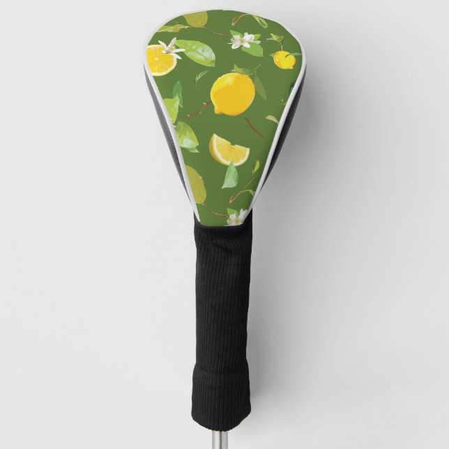 Watercolor Lemon & Leaves 5 Golf Head Cover (Front)