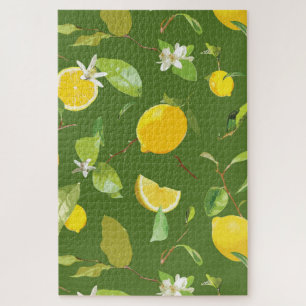 Watercolor Lemon & Leaves 5 Jigsaw Puzzle