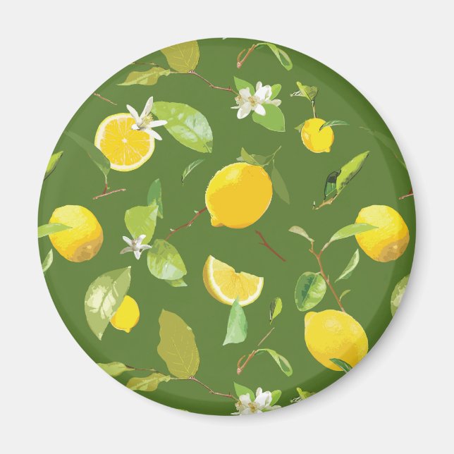 Watercolor Lemon & Leaves 5 Magnet (Front)