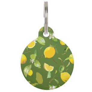 Watercolor Lemon & Leaves 5 Pet Tag