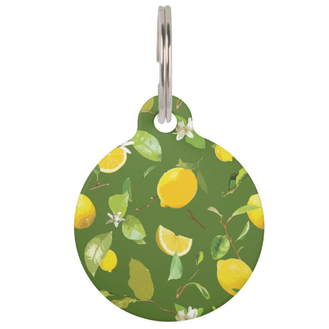 Watercolor Lemon & Leaves 5 Pet Tag (Front)