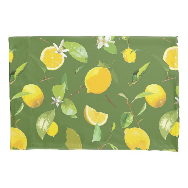 Watercolor Lemon & Leaves 5 Pillowcase (Front-Left)