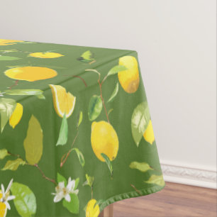 Watercolor Lemon & Leaves 5 Tablecloth