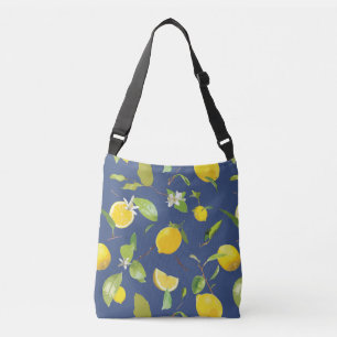 Watercolor Lemon & Leaves 9 Crossbody Bag
