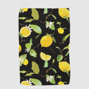 Watercolor Lemon & Leaves Golf Towel