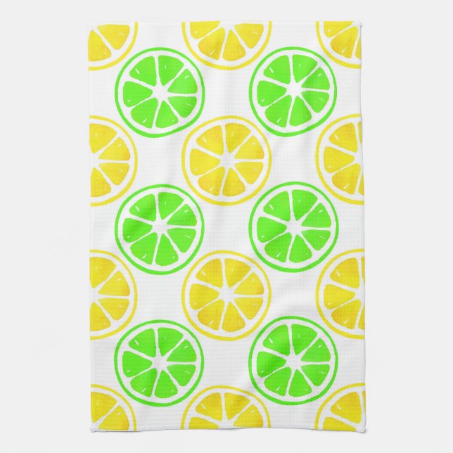 Watercolor Lemon Lime Slices   Kitchen Towel (Vertical)