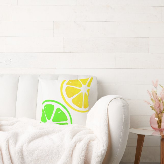Watercolor Lemon Lime Slices    Throw Pillow (Couch)