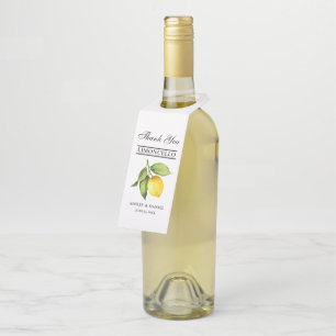 Watercolor Lemon Limoncello Wedding Bottle Tag