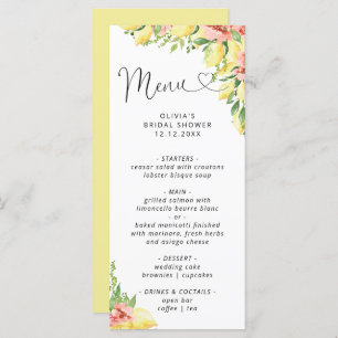 Watercolor Lemon Main Squeeze Bridal Shower Menu