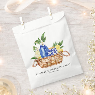 Watercolor Lemon Mediterranean Basket Birthday Favour Bag