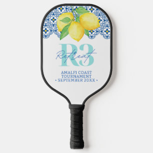 Watercolor Lemon Mediterranean Tile Logo Pickleball Paddle