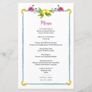Watercolor Lemon Mediterranean Wedding