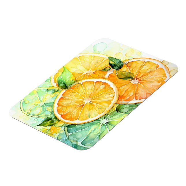 Watercolor Lemon Orange Lime Botanical Kitchen Magnet (Left Side)