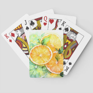 Watercolor Lemon Orange Lime Botanical Kitchen Playing Cards