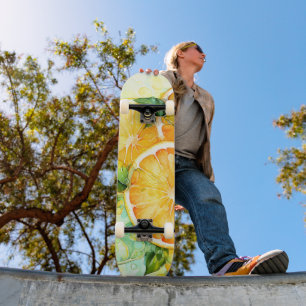 Watercolor Lemon Orange Lime Botanical Kitchen Skateboard