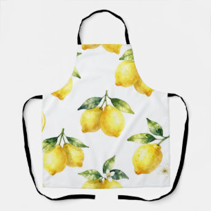 Watercolor Lemon Pattern Apron