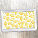 Watercolor Lemon Pattern Business Card Holder<br><div class="desc">Pretty watercolor lemon pattern,  perfect for cooks,  chefs,  caterers and all food related businesses.  Original art by Nic Squirrell.</div>