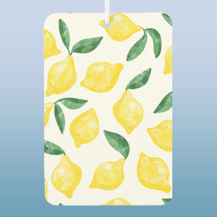 Watercolor Lemon Pattern Citrus Air Freshener