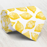 Watercolor Lemon Pattern Citrus Tie<br><div class="desc">Fresh watercolor lemon pattern on a white background for a fruity summer shot of visual Vitamin C. Original art by Nic Squirrell.</div>