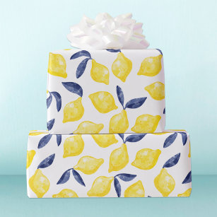 Watercolor Lemon Pattern Citrus Wrapping Paper