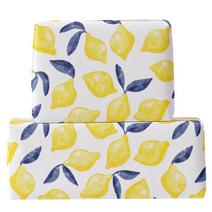 Watercolor Lemon Pattern Citrus Wrapping Paper
