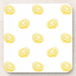 Watercolor Lemon Pattern Coaster