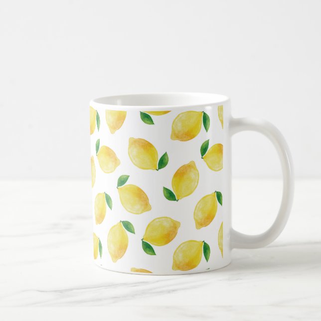 Watercolor Lemon Pattern Coffee Mug (Right)