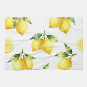 Watercolor Lemon Pattern Kitchen Towel